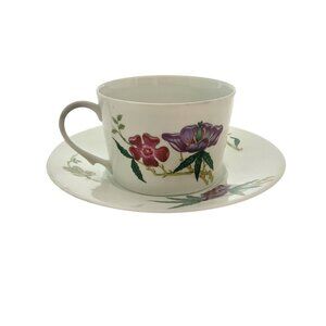 Limoges Tea Set 4 Cup and Saucer Porcelain Floral Design French Collectibles